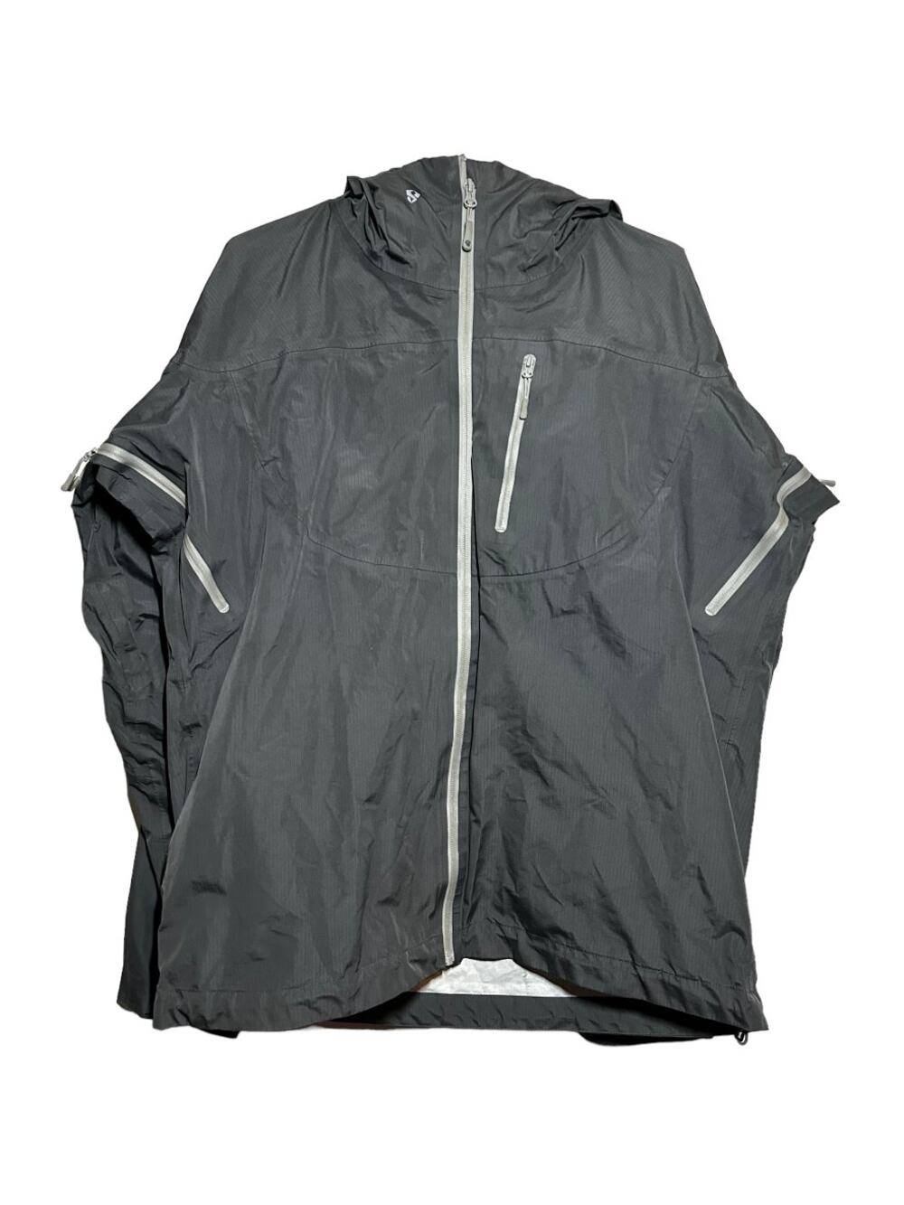 Stoic Windbreaker Jacket Water Repellent Shell Full Zip Hooded Zip Pockets Gray